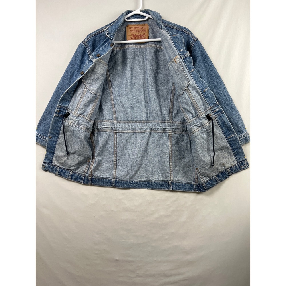 Levi's Denim Jacket Womens Small Blue Vintage 70596 Longline Drawstring Made USA - Picture 3 of 9